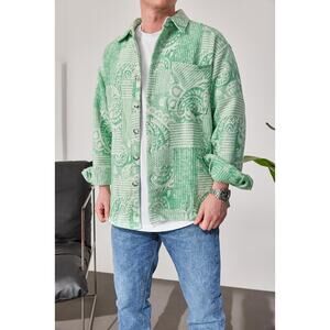 MARRAKECH PREMIUM Slatra Men's Green Patterned Lumberjack Shirt Size S A000479